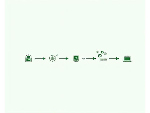 Diagramma di flusso stilizzato che illustra la raccolta sicura dei dati, il loro trattamento e la protezione.
